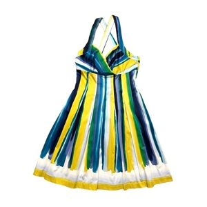 NWT Calvin Klein multi colored striped criss cross back A line dress size 10